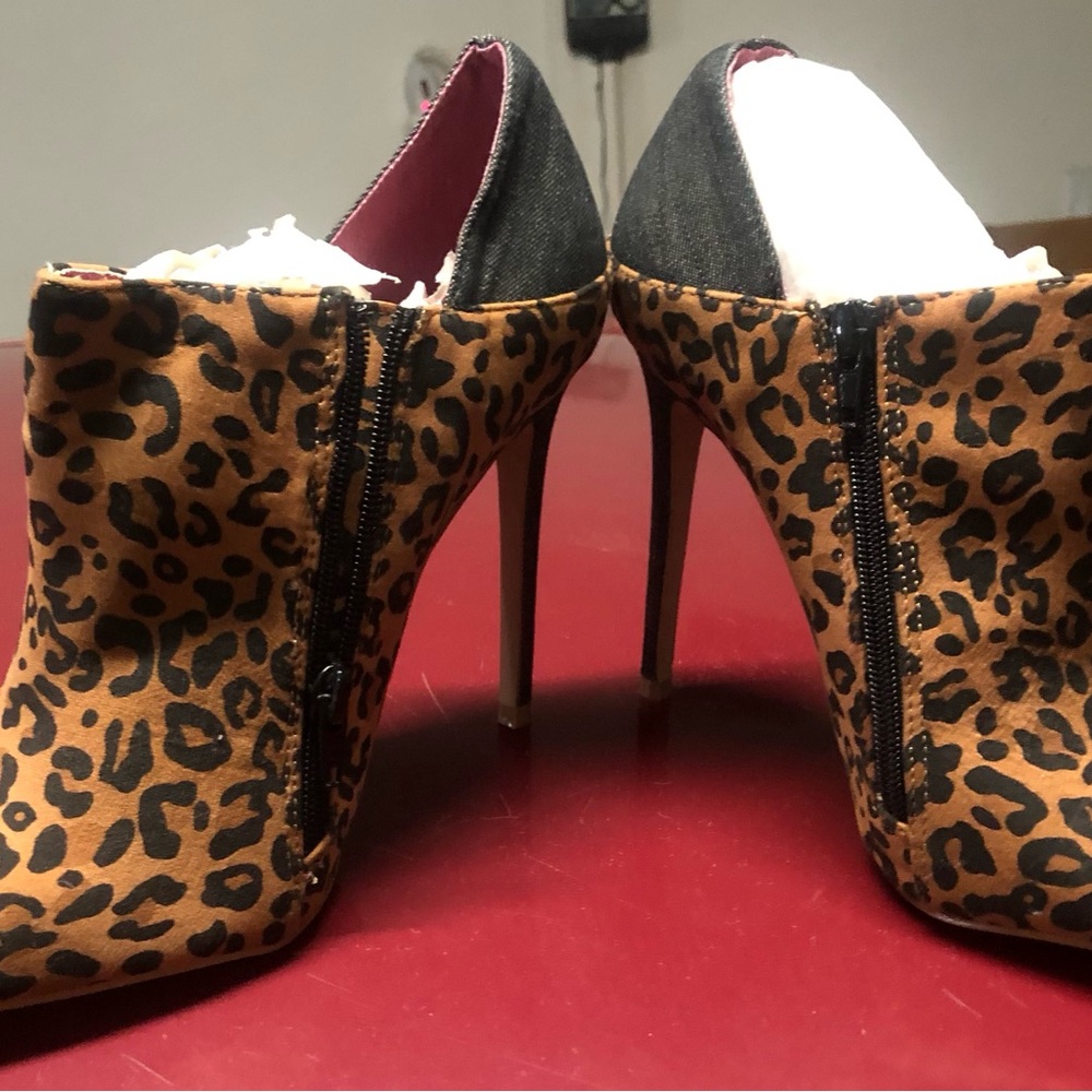 Cheetah and denim bootie